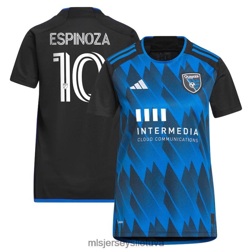 džersis San Jose žemės drebėjimai Cristian Espinoza Adidas Blue 2023 Active Fault Jersey marškinėlių kopija moterys MLS Jerseys 2LHJZF1003