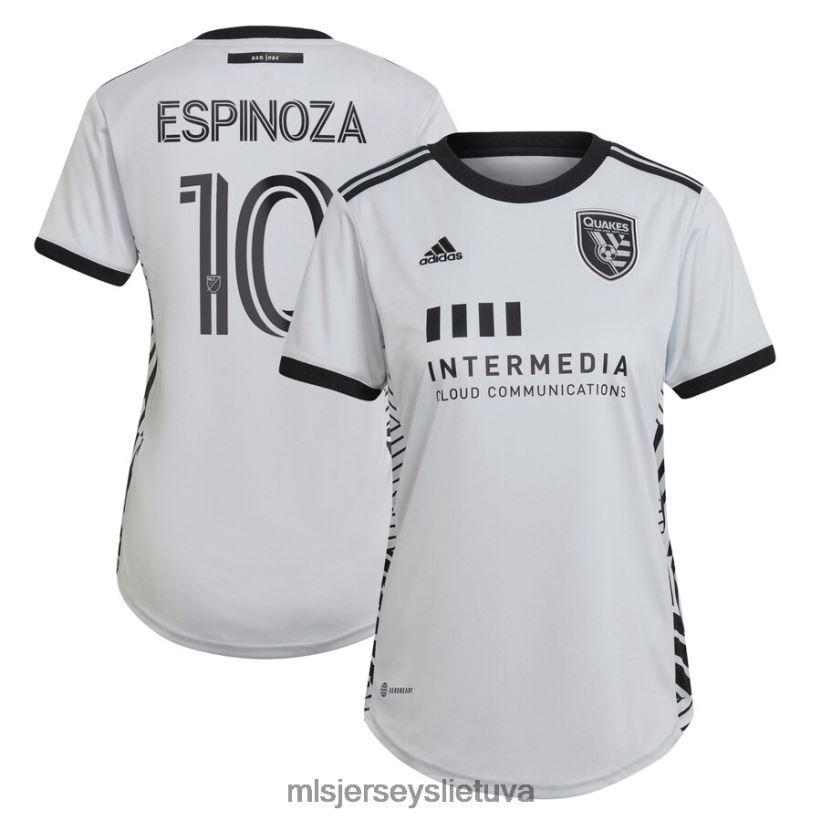 džersis San Jose žemės drebėjimai Cristian Espinoza Adidas Grey 2022 m. kūrėjo rinkinio replikos žaidėjo marškinėliai moterys MLS Jerseys 2LHJZF1293