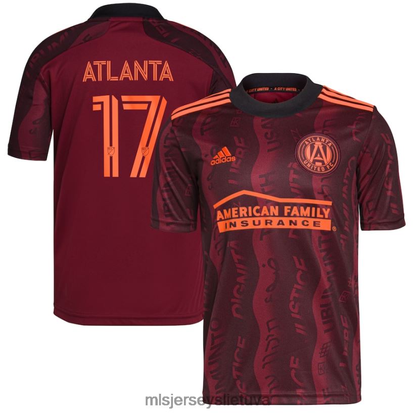 džersis „Atlanta United Fc“ sirgaliai „Adidas maroon 2021 unity“ replikos žaidėjo marškinėliai vaikai MLS Jerseys 2LHJZF1207