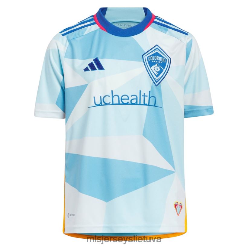 džersis Colorado rapids Adidas šviesiai mėlynas 2023 m. naujas dieninis komplektas, pritaikytas marškinėliai vaikai MLS Jerseys 2LHJZF323