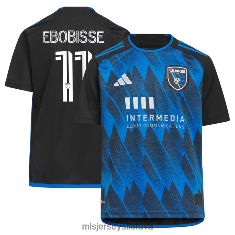 džersis San Jose žemės drebėjimai Jeremy Ebobisse Adidas Blue 2023 Active Fault Jersey marškinėlių kopija vaikai MLS Jerseys 2LHJZF788
