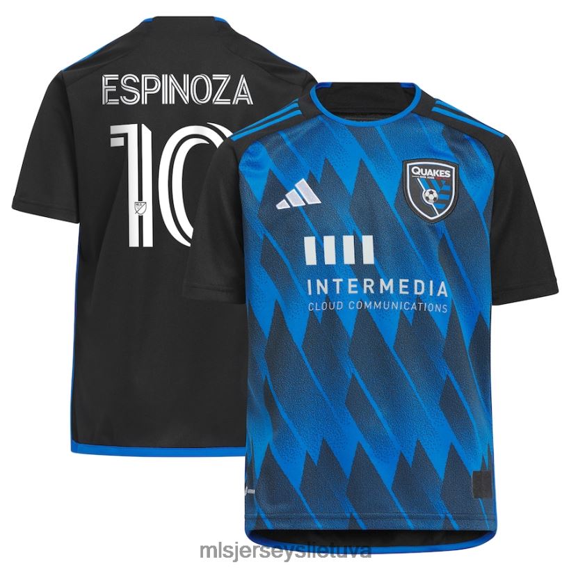 džersis San Jose žemės drebėjimai Cristian Espinoza Adidas Blue 2023 Active Fault Jersey marškinėlių kopija vaikai MLS Jerseys 2LHJZF863