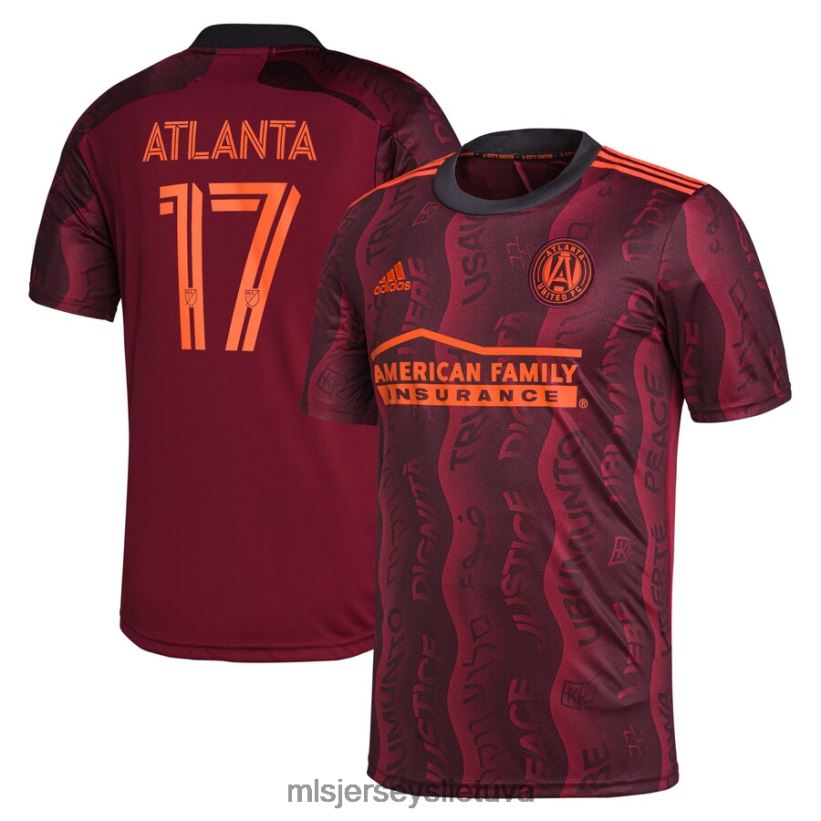 džersis „Atlanta United Fc“ sirgaliai „Adidas maroon 2021 unity“ replikos žaidėjo marškinėliai vyrų MLS Jerseys 2LHJZF885