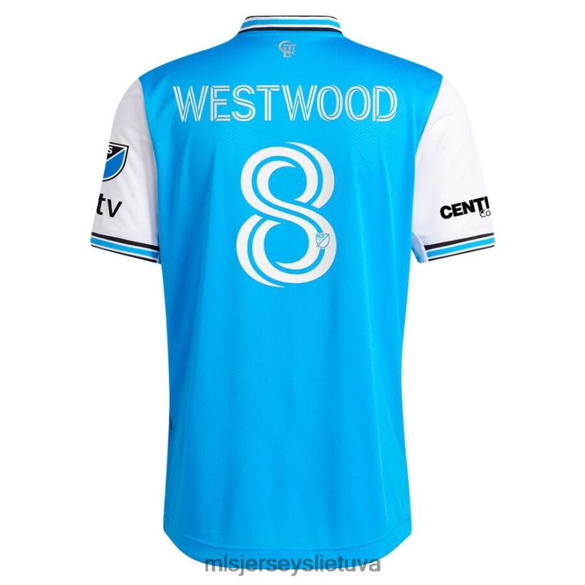 džersis Charlotte fc Ashley Westwood Adidas Blue 2023 naujai nukaldinti autentiški žaidėjo marškinėliai vyrų MLS Jerseys 2LHJZF1031
