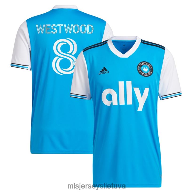džersis charlotte fc ashley westwood adidas blue 2023 naujai nukaldintas replikos žaidėjo megztinis vyrų MLS Jerseys 2LHJZF834