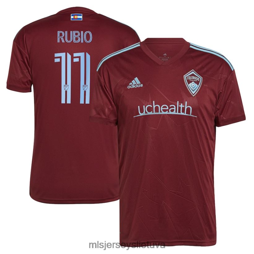 džersis Colorado Rapids Diego Rubio Adidas Burgundy 2023 klubo replikos žaidėjo marškinėliai vyrų MLS Jerseys 2LHJZF826