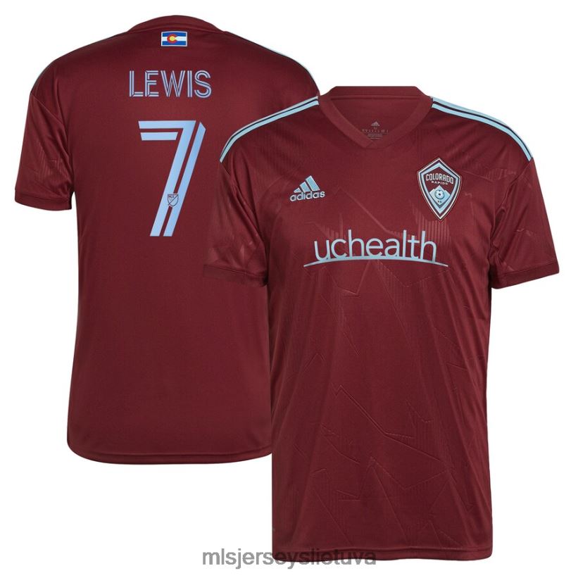džersis Kolorado slenksčio Džonatanas Lewisas Adidas Burgundy 2023 klubo replikos žaidėjo marškinėliai vyrų MLS Jerseys 2LHJZF1094