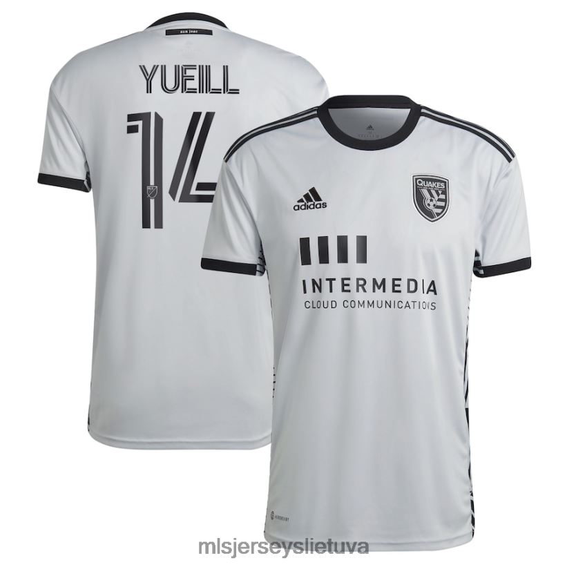 džersis San Jose earthquakes Jackson Yueill Adidas Grey 2022 m. kūrėjo rinkinio replikos žaidėjo megztinis vyrų MLS Jerseys 2LHJZF1498