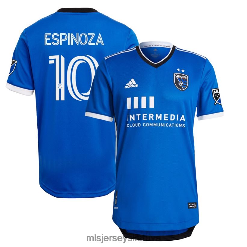 džersis San Jose žemės drebėjimai Cristian Espinoza Adidas blue 2021 pirminiai autentiški žaidėjo marškinėliai vyrų MLS Jerseys 2LHJZF988